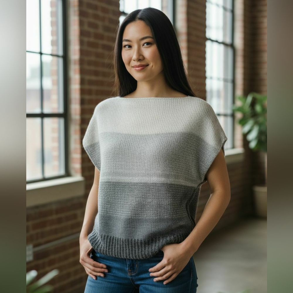 ⚪️2/$20 Ann Taylor Wool Blend Gray Striped Sweater Vest Sz S Preppy Academia